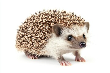Obraz premium Adorable baby hedgehog with spiky fur and cute face on a white background