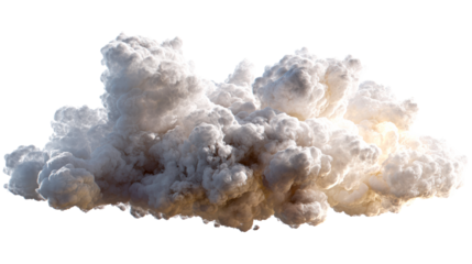 Dense, fluffy white and grey cumulonimbus cloud formation with illuminated edges