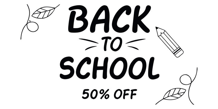 Get ready for savings with our amazing 50% off back to school sale featuring fun pencil and backpack graphics!