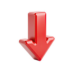 3D glossy red downward arrow on black background