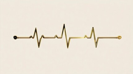 Gold heartbeat line design on a soft beige background, symbolizing life and vitality.