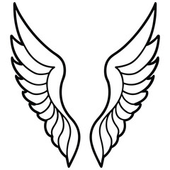 Angel Wings no figure line art vector