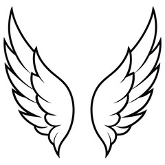 Angel Wings no figure line art vector