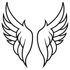 Angel Wings no figure line art vector