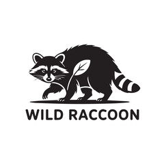 Wild Raccoon Silhouette Logo Vector Illustration