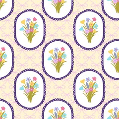 seamless pattern white flower with leaves	