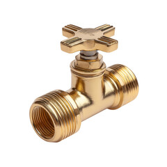A Gleaming Brass T-Shaped Valve for Plumbing and Construction Projects [Transparent Background PNG].