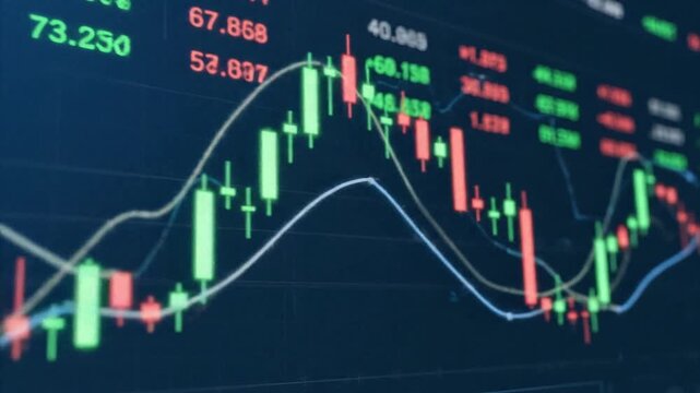 Digital artwork showcasing stock market charts in motion, perfect for financial and business themes.
