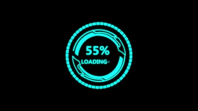 Minimalist Loading Screen with Circular HUD, Pattern and Progress Bar for Digital Applications and Websites