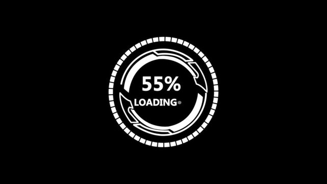 Minimalist Loading Screen with Circular HUD, Pattern and Progress Bar for Digital Applications and Websites