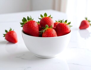 Fresh strawberries in a white bowl (5)