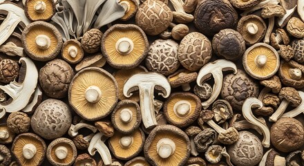 Assorted Mushrooms Collection, Diverse Fungi Variety.