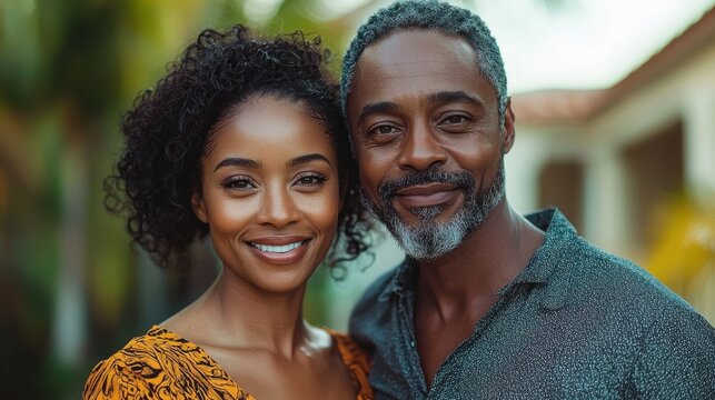 A beaming husband and wife, their faces etched with joy and anticipation, stood proudly in front of their brand new home, symbolizing the start of a new chapter in their lives. Their love story 