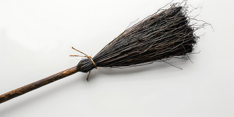 Wooden Handle Broom with Black Bristles