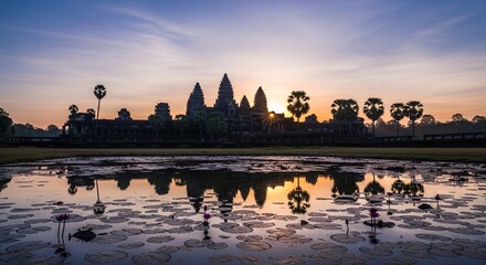 Fototapeta premium Angkor Wat Sunrise Reflection