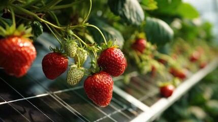 Strawberries in a greenhouse