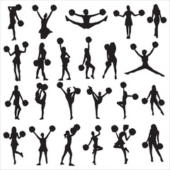 Cheerleader Silhouette Vector Bundle