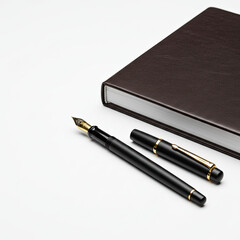 Pen And Notebook Placed Neatly On White Background