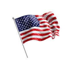 Realistic, waving American flag against a black background