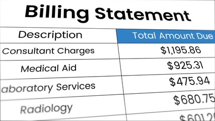 Billing Statement with numbers breakdown animation isolated on white background - Powered by Adobe
