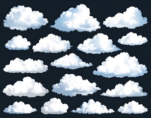 Collection of various cartoon clouds