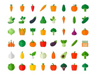 Obraz premium Colorful flat icons of various vegetables