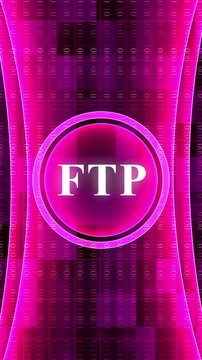 FTP File Transfer Protocol Vertical Digital Technology Concept with Binary Code Background data