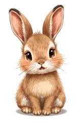 Fototapeta premium Cute Anime Bunny Spring Clipart: Hand-Drawn Charming Illustration