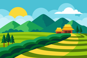 Obraz premium summer landscape with mountains and hills