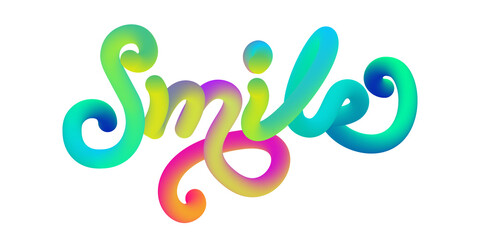 Obraz premium Colorful 3D Gradient Typography of Word SMILE