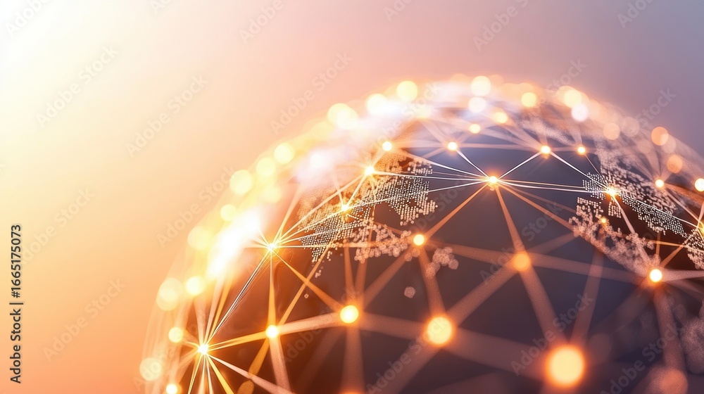 Poster globe minimalist digital node connection minimalist illustration of a globe with intricate digital l
