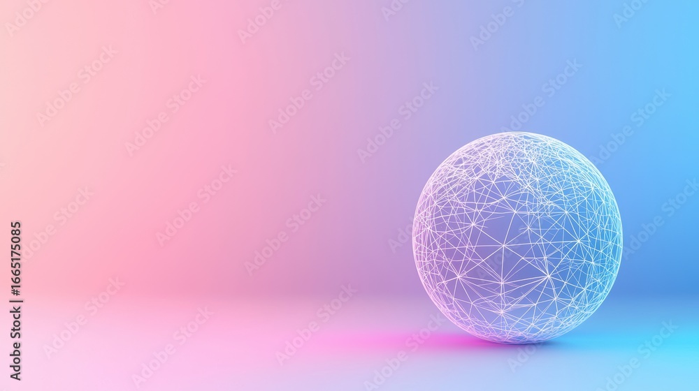 Poster globe minimalist wireframe colourful minimalist wireframe globe with vibrant gradient lines, showcas