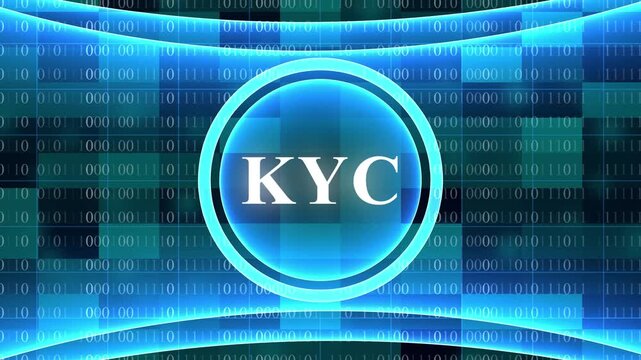 Digital KYC Verification Symbol with Binary Code Background in Blue Tones Know Your Customer identity