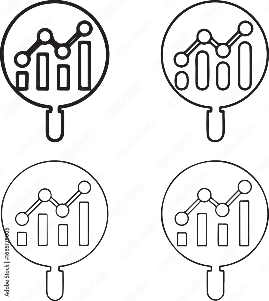 Poster isolated data analytics icon set, black analytics icon, line art data icon, minimal analytics icon, 