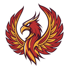 Fototapeta premium Phoenix Mascot Logo Vector, Fire Bird Esports Emblem Transparent
