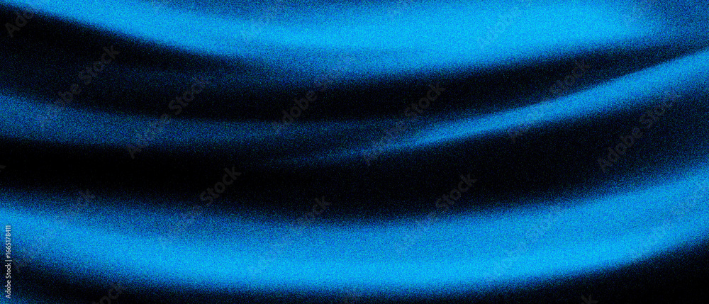 Poster abstract blue waves grainy background design with glowing gradient shape on dark noise texture backd
