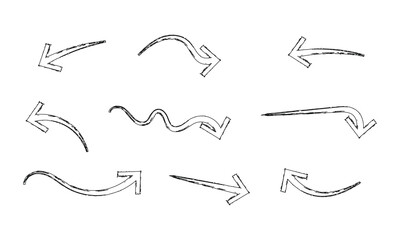 Hand drawn grunge arrows vector. Grunge arrow brush. Grunge arrow paint pointing right.