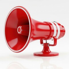 Classic red megaphone with white stripes on stand