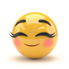 Fototapeta premium Joyful emoji with blushing cheeks and closed eyes