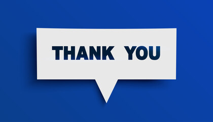 Thank You words speech bubble on blue background