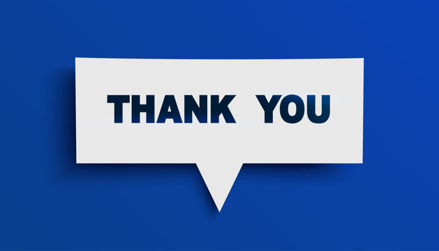 Fototapeta Thank You words speech bubble on blue background