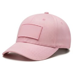 Fototapeta premium Pink textured baseball cap with blank patch