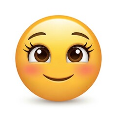 Fototapeta premium Blushing emoji with wide eyes and a gentle smile