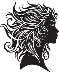 Fototapeta premium Stylized Silhouette of a Woman's Profile with Elaborate Swirling Hair hairstyle