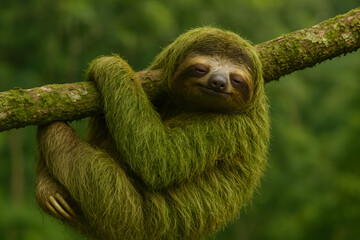 Fototapeta premium Sloth hanging on a branch