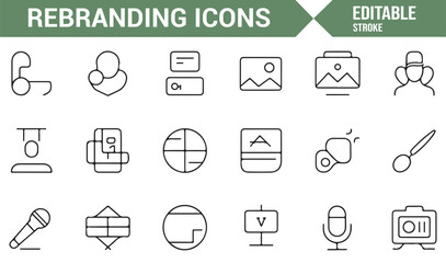 Minimalist rebranding and media icons for business and marketing