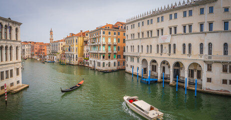 Boats navigating through the historic Grand Canal in Venice