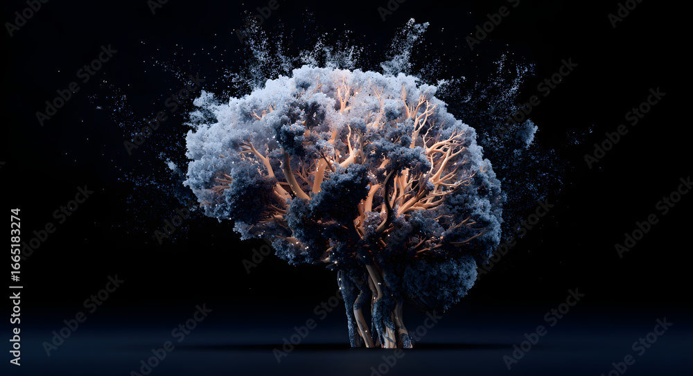 Aufkleber concept art of a human brain exploding with knowledge and creativity. generative ai