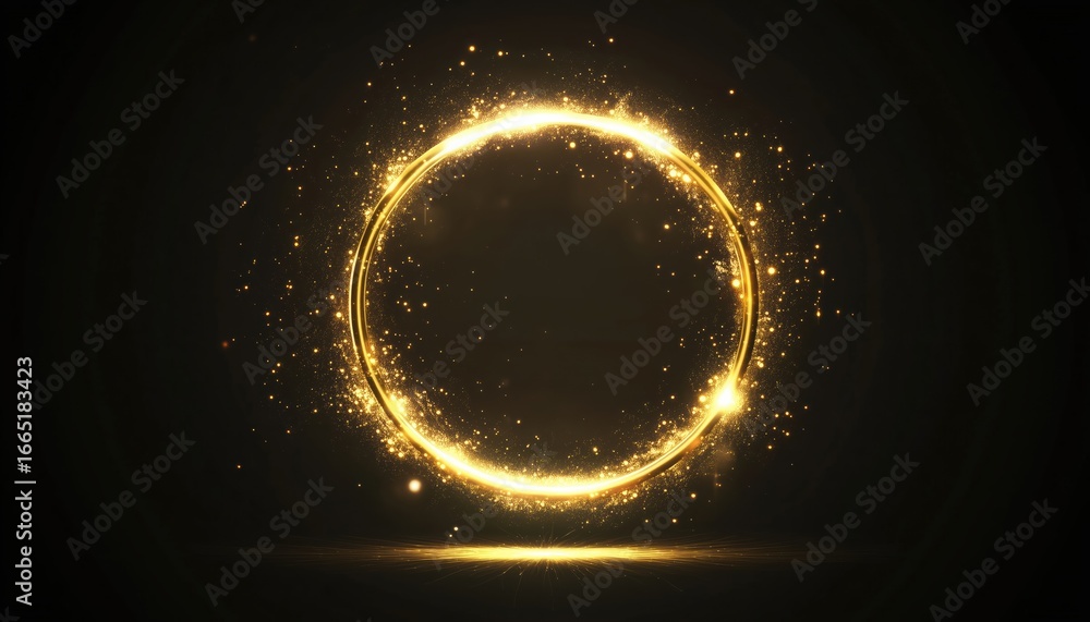 Poster create a stunning magic gold circle light effect graphic for your design project. let the sparkle of