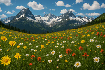 Obraz premium alpine meadow with wildflowers